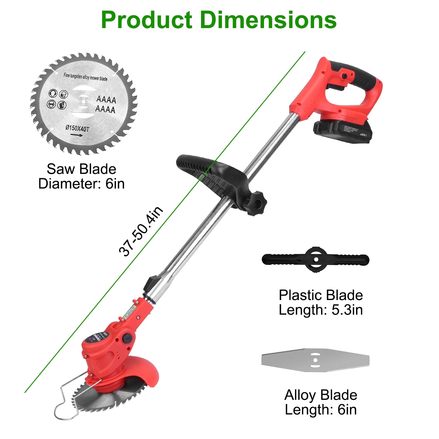1Set Electric Cordless Grass Trimmer  With 2 Alloy Saw Blades 2 Alloy Blades 10 Plastic Blades 2 Rechargeable Batteries Goggles Gloves Auxiliary Handle Fedex Shipping