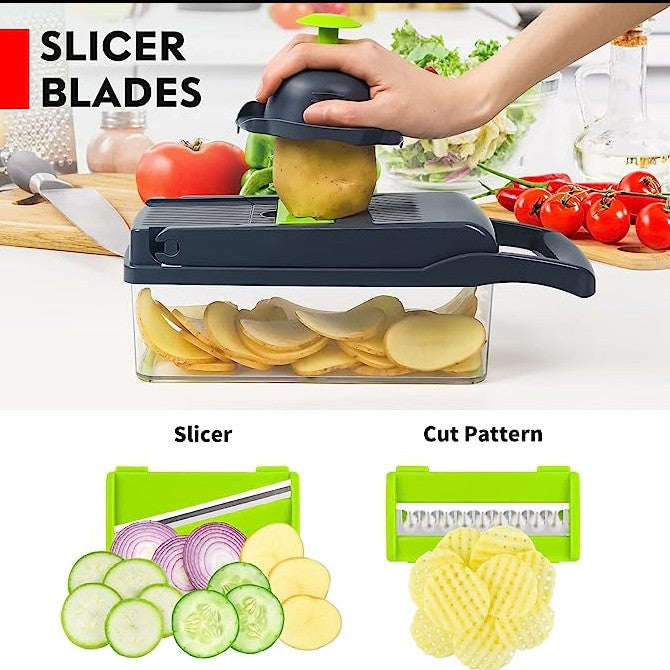 Cortador de Verduras Multifunción 12 en 1 – Rápido, Seguro y Sin Esfuerzo