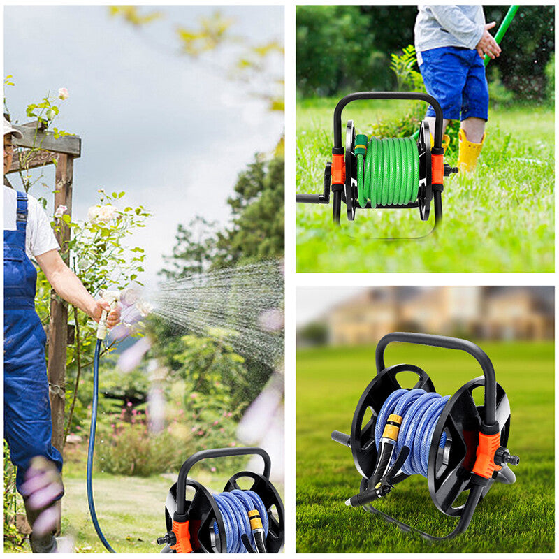 Portable Garden Hose Pipe Reel Cart Free Standing Holder Water Hose 20m