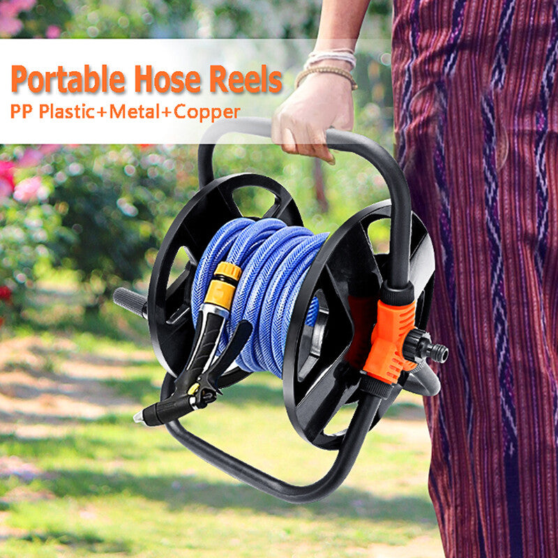 Portable Garden Hose Pipe Reel Cart Free Standing Holder Water Hose 20m