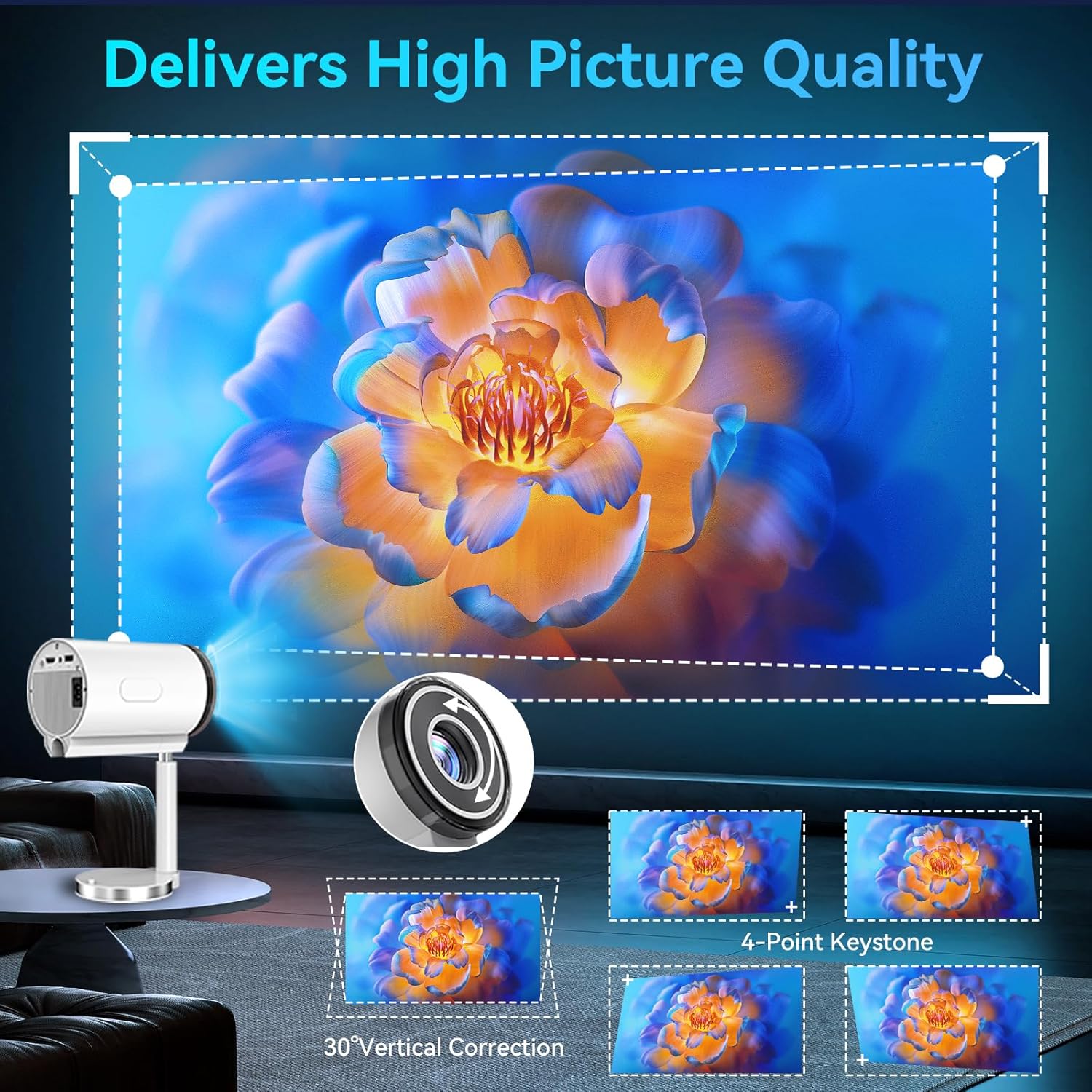 Home Projector For Bedroom Wall Projection, Ultra-transparent, Mobile Phone Computer Direct Projection, Miniature Projector.