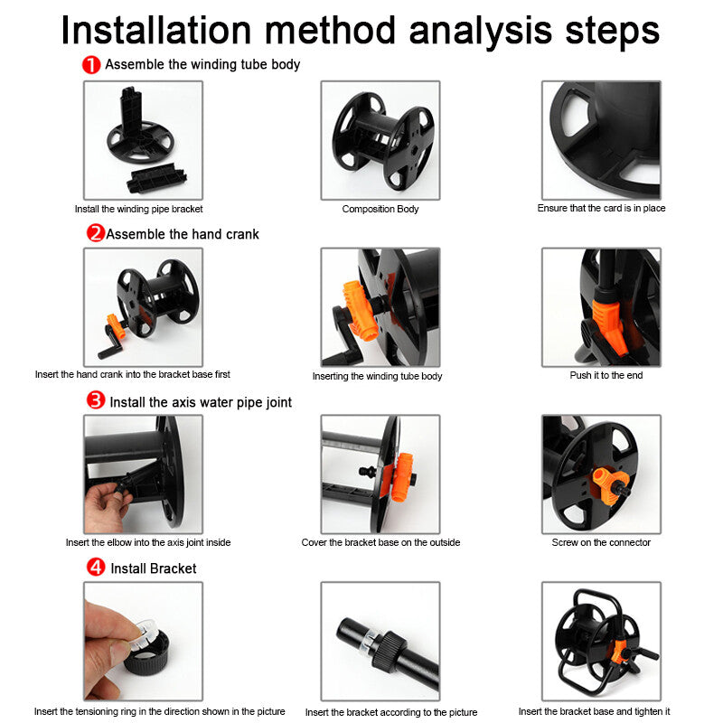 Portable Garden Hose Pipe Reel Cart Free Standing Holder Water Hose 20m