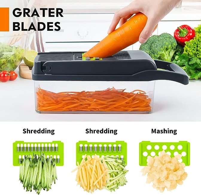 Cortador de Verduras Multifunción 12 en 1 – Rápido, Seguro y Sin Esfuerzo